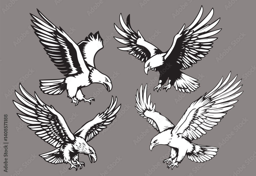 Obraz premium eagle collection in black and white vector format very easy to edit