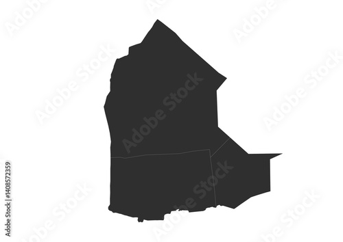 dikhil city, djibouti silhouette vector map