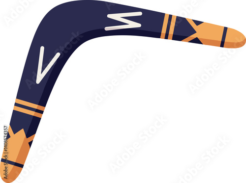 Colorful boomerang design in flat style showcasing traditional patterns and vibrant colors in vector art