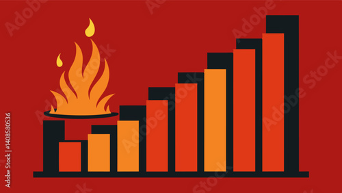 The bars on the chart are like flames symbolizing the burning prices of food that seem to be engulfing consumers.. Vector illustration