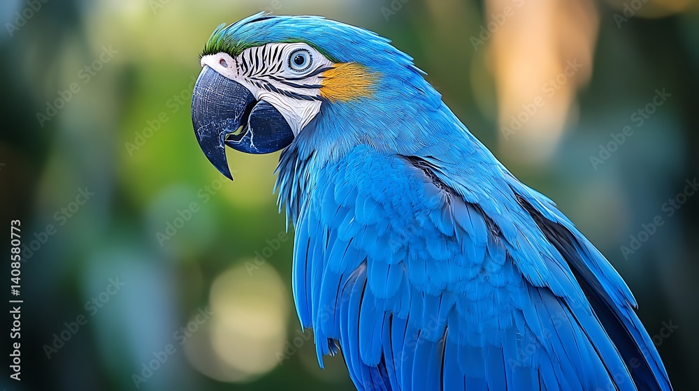 Obraz premium Vivid Blue Tropical Bird with Elongated Tail and Stunning Feathers in Nature