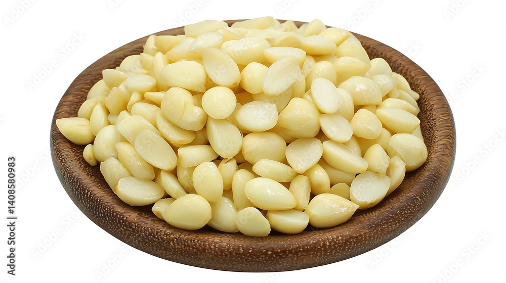 Fresh Raw Pine Nuts on Wooden Plate for Healthy Cooking and Snacking Fresh Raw Pine Nuts on Wooden Plate for Healthy Cooking and Snacking
