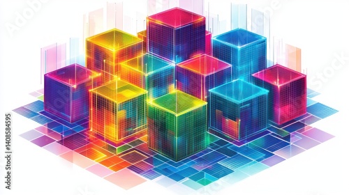 Vibrant Digital Cubes: A Symphony of Color and Data