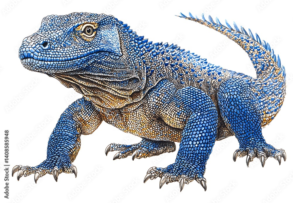 Obraz premium Colorful Blue Lizard Illustration With Detailed Scales and Features