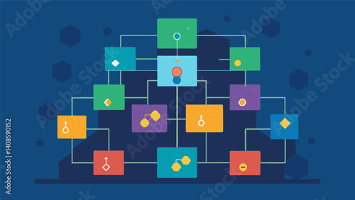A treemap illustrating the relative abundance of different atoms in a compound enabling chemists to quickly identify its empirical formula.. Vector illustration