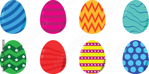 Easter egg illustration collection. A collection of colorful Easter egg omelet illustration elements in colorful painting art for the traditional hunting celebration.