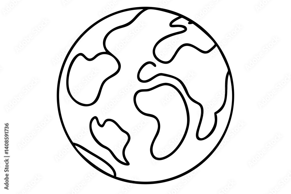 Earth Planet Illustration, Globe Line Art, Minimalist World Drawing, Global Symbol Sketch Earth Planet Illustration, Globe Line Art, Minimalist World Drawing, Global Symbol Sketch