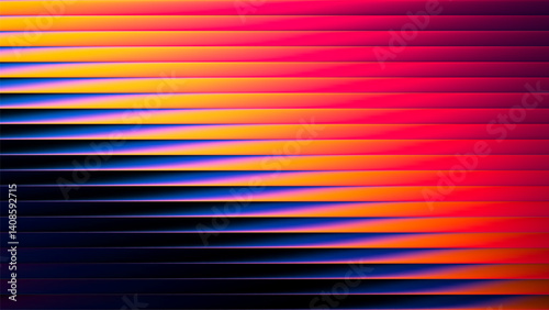 Abstract ribbed fractal glass texture effect with bright smooth fluted horizontal lines of colorful gradient. Bold and dynamic design blending bright colors and geometry for modern visual art project