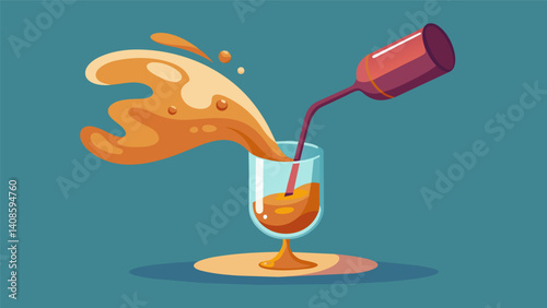 Aromatic bitters are carefully dripped on top creating a swirling pattern on the smooth foam.. Vector illustration