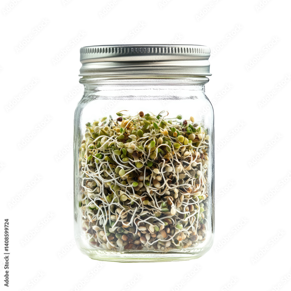 Sprouting Seeds Jar on transparent background Sprouting Seeds Jar on transparent background