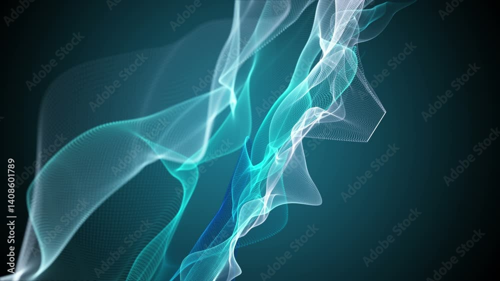 Futuristic video animation with particle wave object in slow motion, 4096x2304 loop 4K Futuristic video animation with particle wave object in slow motion, 4096x2304 loop 4K