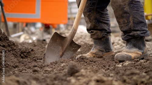 Wallpaper Mural A construction worker preparing the ground for foundation work. Featuring preparation and groundwork Torontodigital.ca