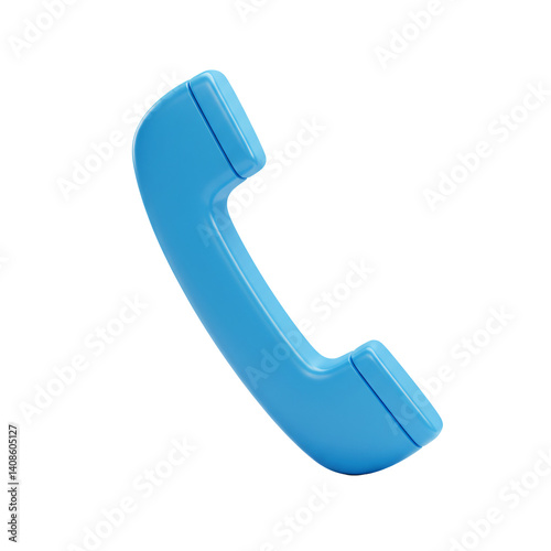 A 3d rendered light blue telephone handset icon isolated on a transparent background this image is perfect for websites blogs and applications needing a communication symbol