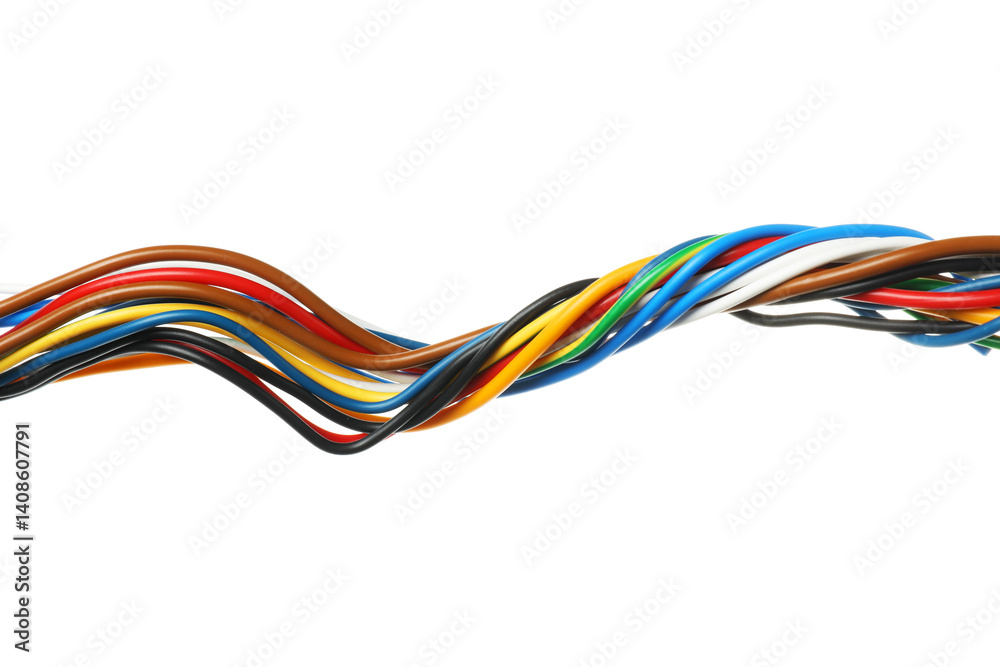 Many colorful electrical wires isolated on white Many colorful electrical wires isolated on white