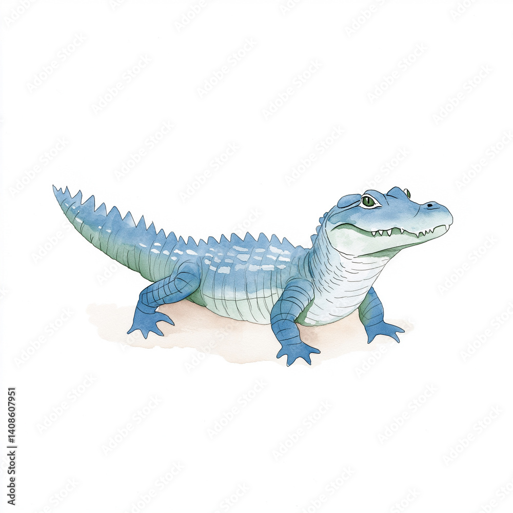 Naklejka premium Colorful and playful illustration of a cartoon crocodile with vibrant features in a playful pose