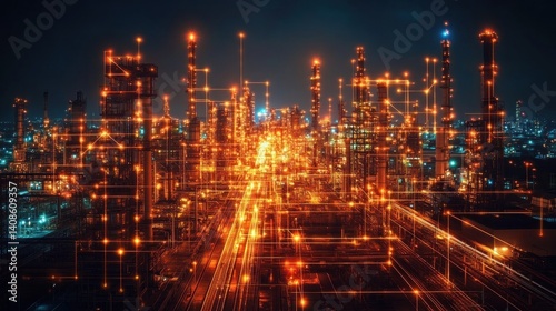 Illuminated Industrial Complex: A Nighttime Symphony of Light and Technology
