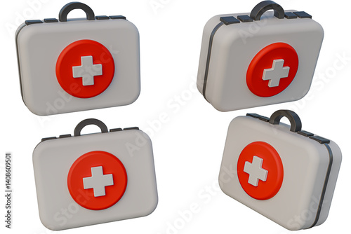 3d doctor suitcase bag. Realistic 3d design emoji. 3d rendering and 3d illustration