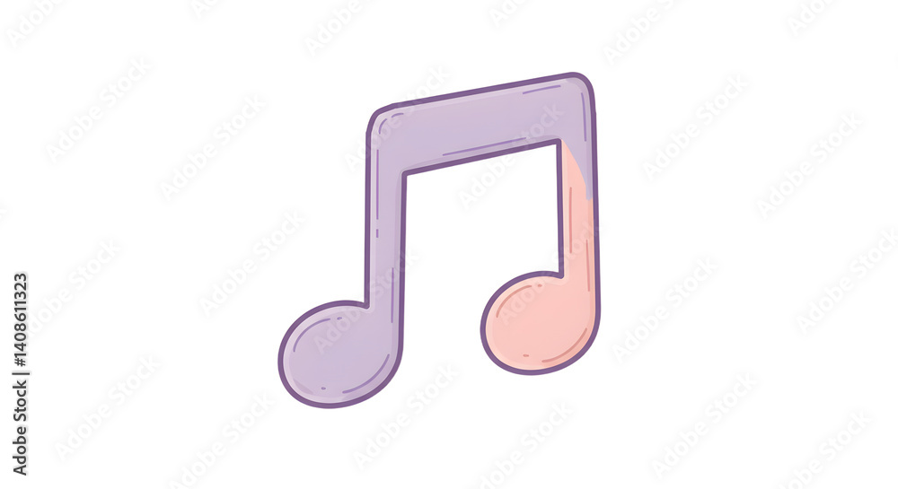 Isolated Music Note Illustration in Pastel Colors Isolated Music Note Illustration in Pastel Colors