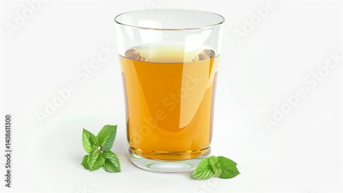 Photorealistic image of a glass of iced tea on white background photo