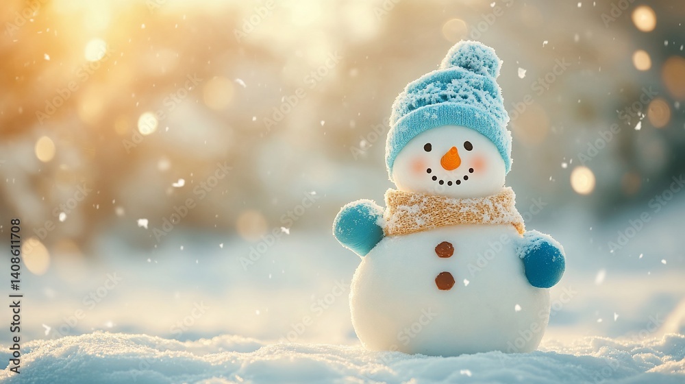 Fototapeta premium Snowman in Winter Scene (1)
