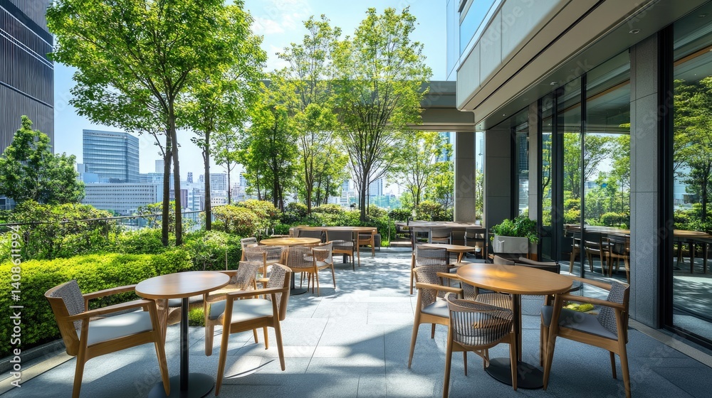 Serene Rooftop Terrace with City View