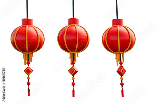 3d chinese lamp lantern. Realistic 3d design emoji. 3d rendering and 3d illustration