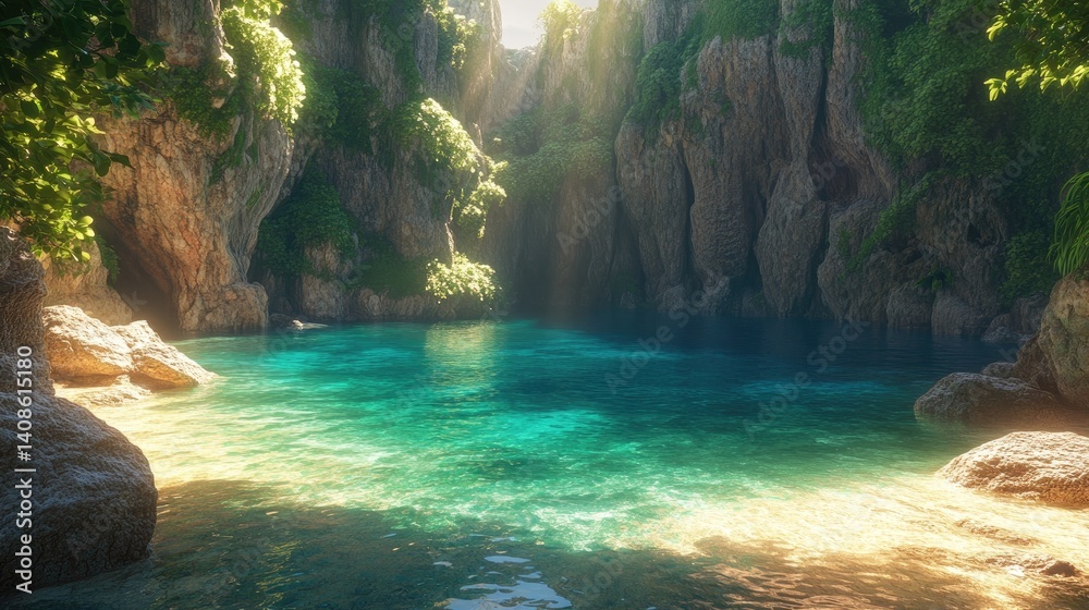 Naklejka premium Secluded Cove: A Tranquil Oasis