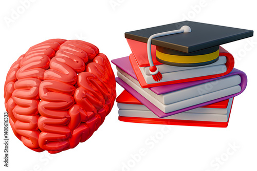 3d educational brain. 3d rendering and 3d illustration