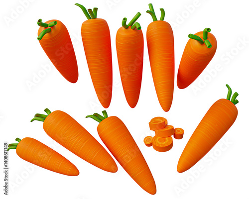 3d carrot. Realistic 3d design emoji. 3d rendering and 3d illustration