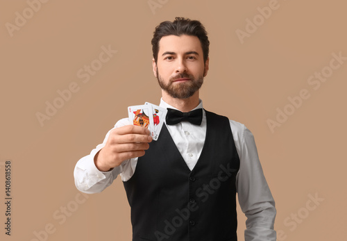 Handsome male banker with p...