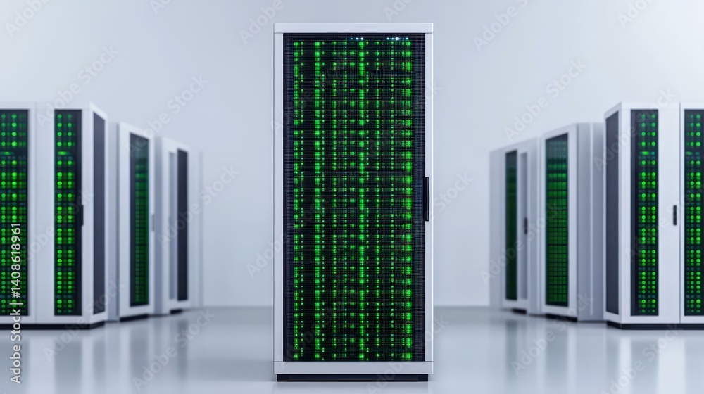 Obraz premium A sleek data center filled with advanced servers, showcasing hightech infrastructure for optimal performance.