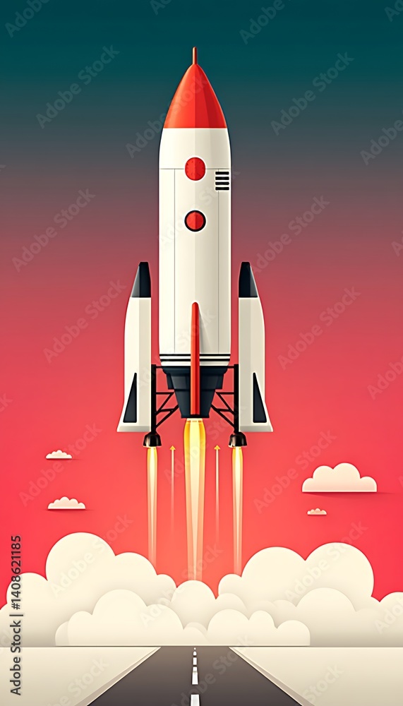 Obraz premium Rocket Launch at Dawn