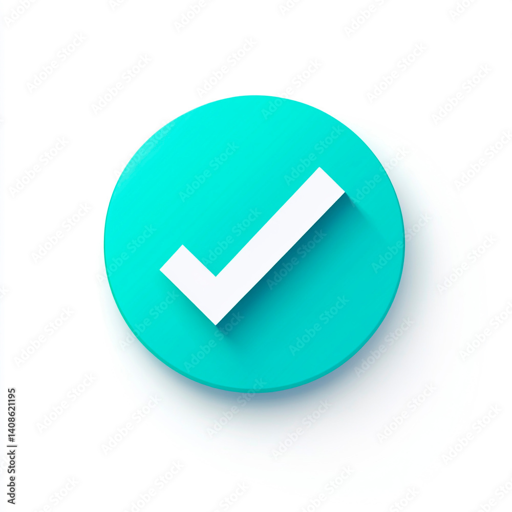 Confirmed: check mark against teal circle, symbolizing approval and completion. Confirmed: check mark against teal circle, symbolizing approval and completion.