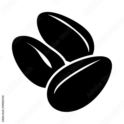Three Coffee Beans Simple Black Icon Illustration Graphic Design