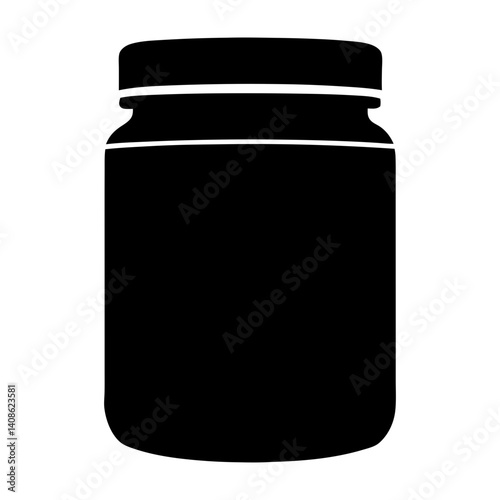 A simple black silhouette of a jar or container with a lid