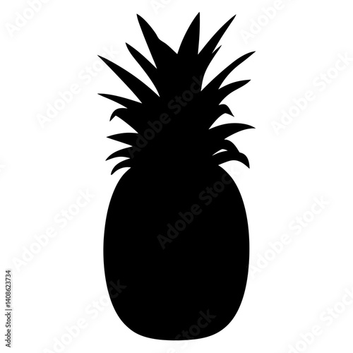 Black Silhouette of a Pineapple Tropical Fruit Illustration Graphic Design