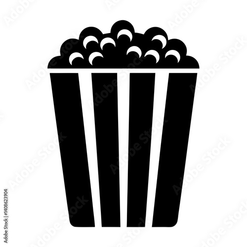 A Black and White Icon of a Bucket of Popcorn for Movie Time