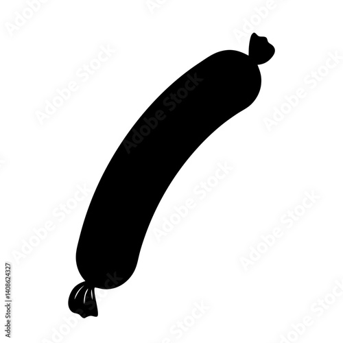 Black Silhouette of a Single Curvy Sausage in Packaging