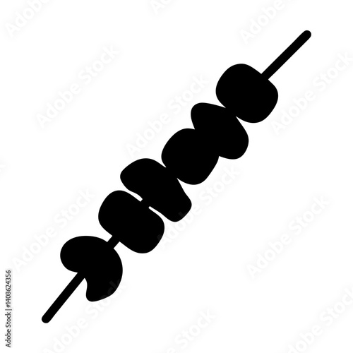 Simple Black Silhouette Icon of a Delicious Grilled Food Skewer