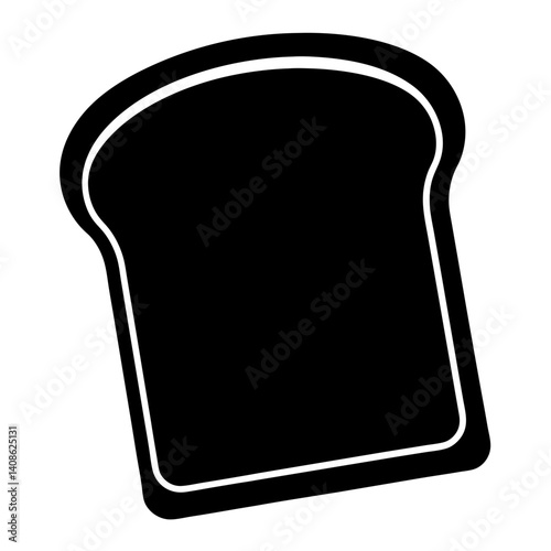Simple Black and White Icon of a Slice of Bread for Breakfast or Toast