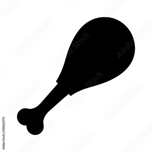 Silhouette of a Chicken Leg or Drum Stick Food Icon Illustration Graphic