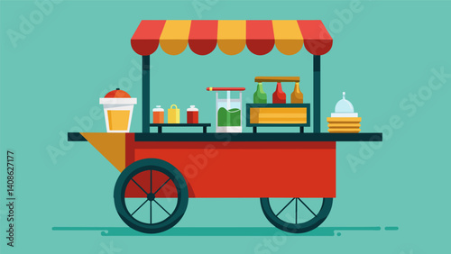 Despite its modest appearance the ceviche cart boasts a loyal following with many customers coming back for seconds and thirds of the flavorful dish.. Vector illustration
