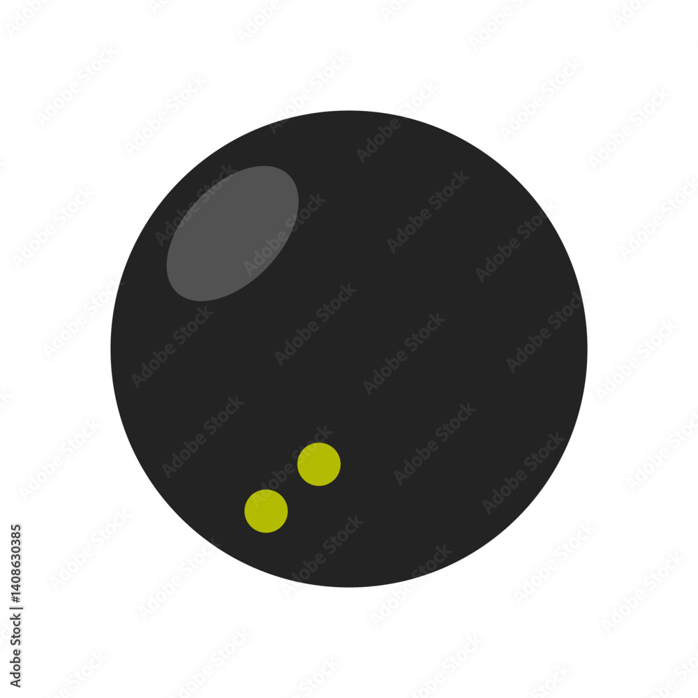 Black Squash Ball with Two Yellow Dots Vector Black Squash Ball with Two Yellow Dots Vector