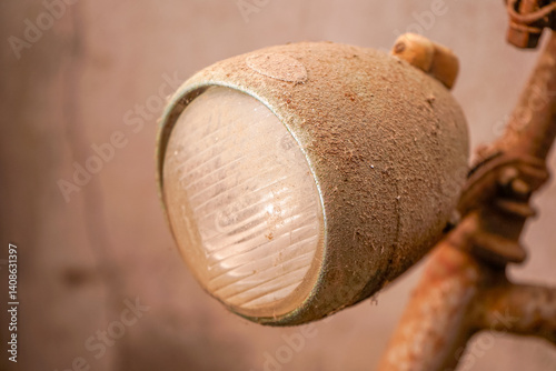 old bicycle headlight in a state of degradation bringing back memories of the past