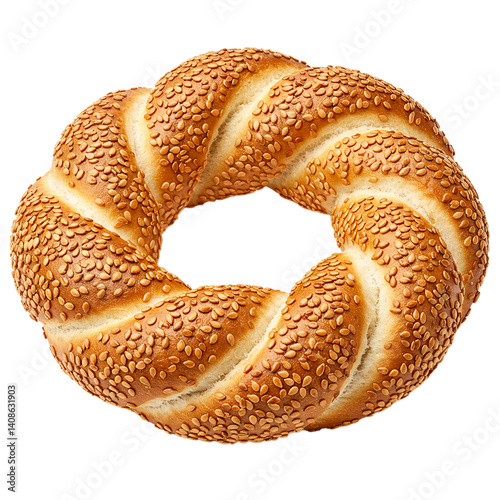 sesame bagel on a white background 