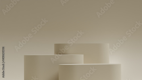 3d render podium minimal background. podium cream background for product presentation.