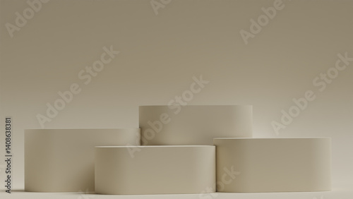 3d render podium minimal background. podium cream background for product presentation.