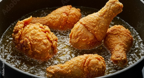 Crispy Fried Chicken Drumsticks in Hot Oil
