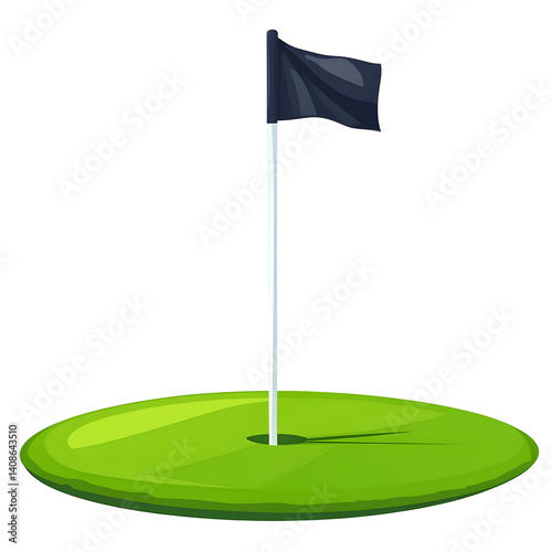 Golf Illustration Green Putting Green Flag
