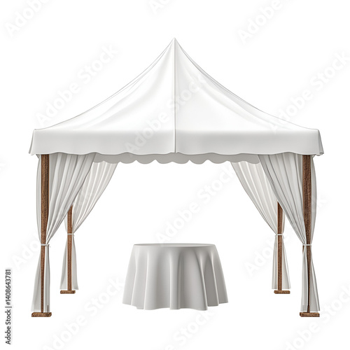 White canopy tent with table elegant event setup,